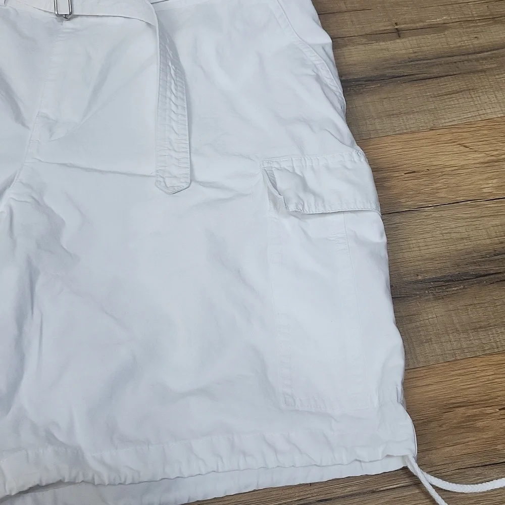 LAUREN RALPH LAUREN White Belted Cargo Short with Drawstring Hem